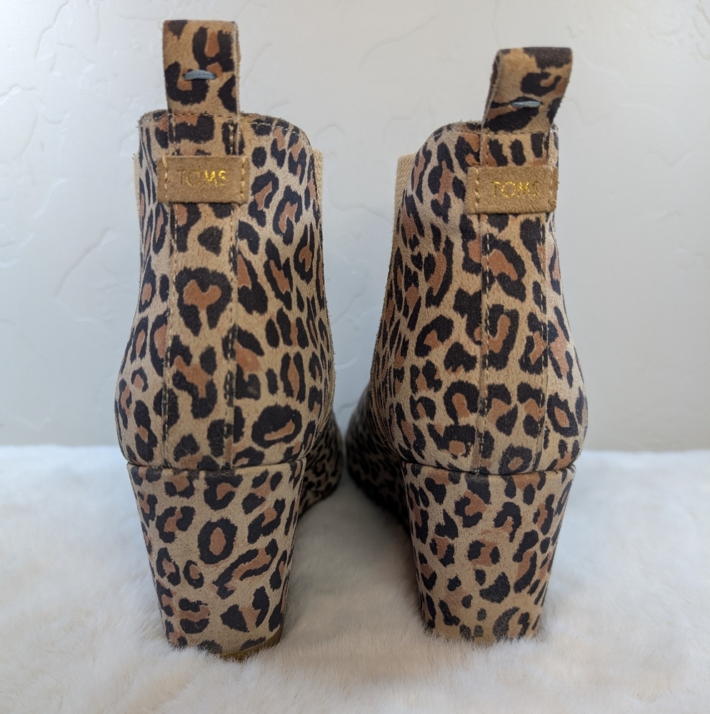TOMS Kelsey Wedge Ankle Booties – Light Leopard Print – Size 10 - Picture 7 of 14
